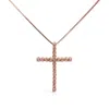 Haus Of Brilliance .925 Sterling Silver 1.0 Cttw Champagne Diamond Gold Cross Pendant Necklace For Women- 18 Inch In Multi
