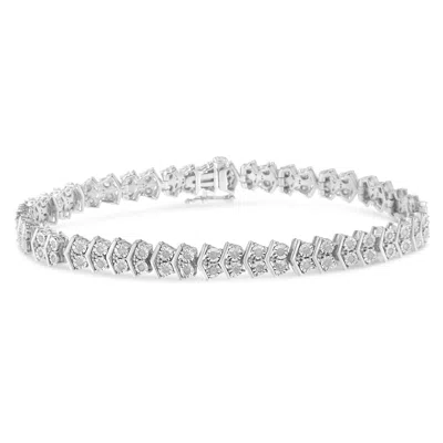 Haus Of Brilliance .925 Sterling Silver 1.0 Cttw Chevron 2 Stone Arrow Link Tennis Bracelet In White