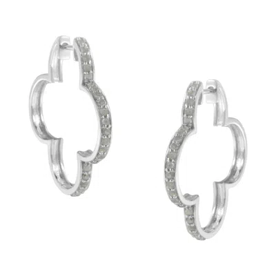 Haus Of Brilliance .925 Sterling Silver 1.0 Cttw Diamond 4 Leaf Clover Shape Hoop Earrings(i-j Color, I3 Clarity) In White