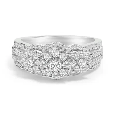 Haus Of Brilliance .925 Sterling Silver 1.0 Cttw Diamond Engagement Ring And Soldered Wedding Band Set In Metallic