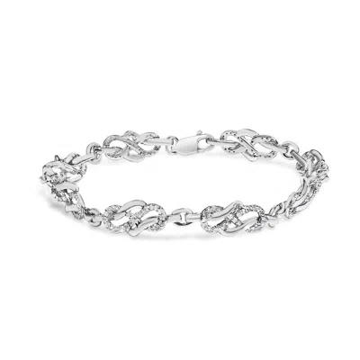 Haus Of Brilliance .925 Sterling Silver 1.0 Cttw Diamond Infinity Loop And Swirl Link Bracelet