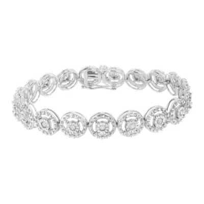 Haus Of Brilliance .925 Sterling Silver 1.0 Cttw Diamond Nested Circle Miracle Set Open Wheel 7" Fashion Link Bracelet In White