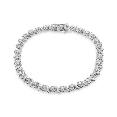 Haus Of Brilliance .925 Sterling Silver 1.0 Cttw Diamond Spiral Wave Curved-link 7" Tennis Bracelet In White
