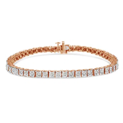 Haus Of Brilliance .925 Sterling Silver 1.0 Cttw Diamond Square Frame Miracle-set Tennis Bracelet