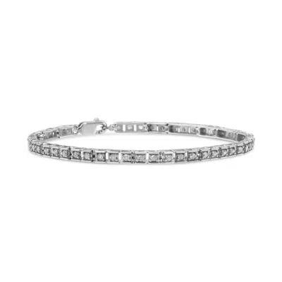 Haus Of Brilliance .925 Sterling Silver 1.0 Cttw Diamond Square Hybrid Link 7" Tennis Bracelet In White