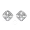 Haus Of Brilliance .925 Sterling Silver 1.0 Cttw Diamond Studded Rhombus Stud Earring In White
