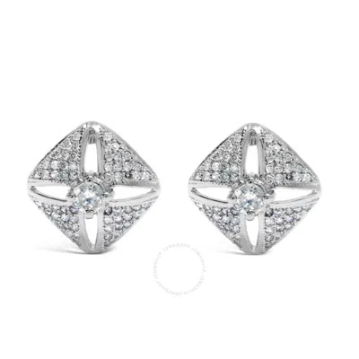 HAUS OF BRILLIANCE HAUS OF BRILLIANCE .925 STERLING SILVER 1.0 CTTW DIAMOND STUDDED RHOMBUS STUD EARRING (H-I COLOR