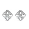 Haus Of Brilliance .925 Sterling Silver 1.0 Cttw Diamond Studded Rhombus Stud Earring In White