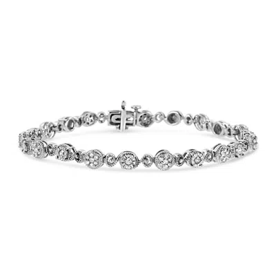 Haus Of Brilliance .925 Sterling Silver 1.0 Cttw Diamond Swirl Beaded Link Bracelet In White