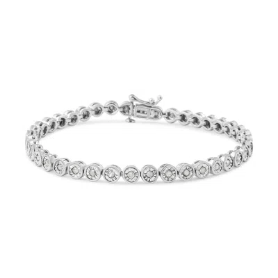 Haus Of Brilliance .925 Sterling Silver 1.0 Cttw Miracle Plate Set Diamond Bezel Link Design Tennis Bracelet In White