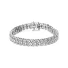 Haus Of Brilliance .925 Sterling Silver 1.0 Cttw Miracle Set Diamond 3 Row Wave Link Bracelet In White