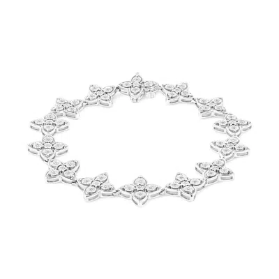 Haus Of Brilliance .925 Sterling Silver 1.0 Cttw Miracle-set Diamond 4 Leaf Clover Link Bracelet In White