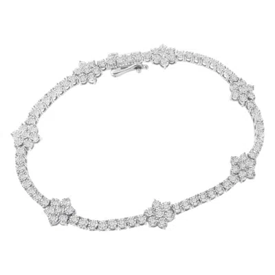 Haus Of Brilliance .925 Sterling Silver 1.0 Cttw Miracle-set Diamond Floral Station Tennis Bracelet