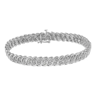 Haus Of Brilliance .925 Sterling Silver 1.0 Cttw Miracle Set Diamond Two Row S Link Bracelet(i-j Color, I3 Clarity) -7.