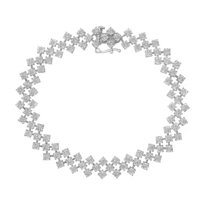 Haus Of Brilliance .925 Sterling Silver 1.0 Cttw Miracle-set Round Diamond "zig Zag" Link Bracelet -7.25 In White