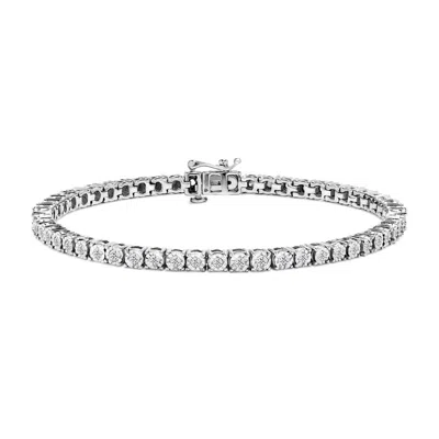 Haus Of Brilliance .925 Sterling Silver 1.0 Cttw Miracle-set Diamond Round Faceted Bezel Tennis Brac In White