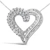 Haus Of Brilliance .925 Sterling Silver 1.0 Cttw Prong & Channel-set Diamond Open Work Ribbon Heart Pendant 18" Necklac In White