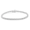 Haus Of Brilliance .925 Sterling Silver 1.0 Cttw Round & Baguette Cut Diamond 7" Alternating Round And Square Station T In White
