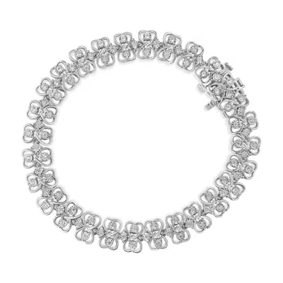 Haus Of Brilliance .925 Sterling Silver 1.0 Cttw Round-cut Diamond 2-row Heart Link Tennis Bracelet In White