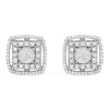 Haus Of Brilliance .925 Sterling Silver 1.0 Cttw Round Diamond Double Halo And Disc Stud Earring In White