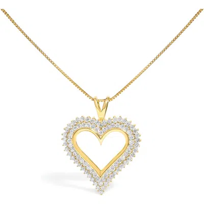Haus Of Brilliance .925 Sterling Silver 1.0 Ctwt Diamond Open Heart Pendant Necklace In Gold