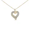 Haus Of Brilliance .925 Sterling Silver 1.00 Cttw Baguette Diamond Composite Open Heart 18" Inch Pendant Necklace In Yellow