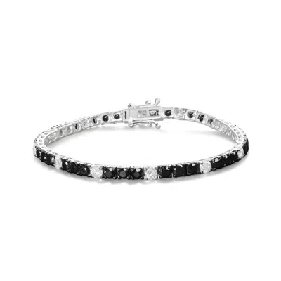Haus Of Brilliance .925 Sterling Silver 10.0 Cttw Black And White Diamond Tennis Bracelet (i-j Color