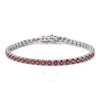 Haus Of Brilliance .925 Sterling Silver 10.0 Cttw Created Orange Garnet Tennis Bracelet In White