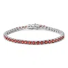 Haus Of Brilliance .925 Sterling Silver 10.0 Cttw Created Orange Garnet Tennis Bracelet In White