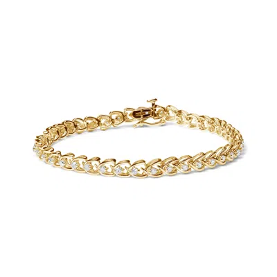 Haus Of Brilliance .925 Sterling Silver 1.00 Cttw Diamond C-shaped Link Bracelet In Yellow