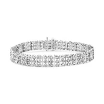 Haus Of Brilliance .925 Sterling Silver 1.00 Cttw Diamond Multi Row Heart Link Bracelet In White