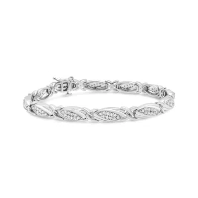 Haus Of Brilliance .925 Sterling Silver 1.00 Cttw Round Diamond X-link Bracelet In White