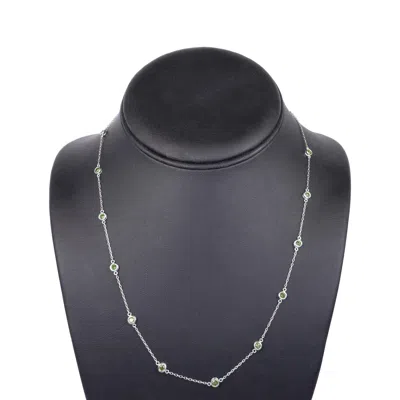 Haus Of Brilliance .925 Sterling Silver 1.00 Cttw Treated Green Round Bezel-set Diamond 18" Station Necklace (i2-i3 Cla