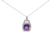 Haus Of Brilliance .925 Sterling Silver 10x10 Mm Cushion Purple Amethyst And Diamond Accent Halo 18" In White