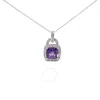 Haus Of Brilliance .925 Sterling Silver 10x10 Mm Cushion Purple Amethyst And Diamond Accent Halo 18" In White
