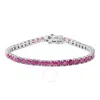 Haus Of Brilliance .925 Sterling Silver 11 1/2 Cttw Created Pink Ruby Tennis Bracelet - 7.25" In White