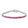 Haus Of Brilliance .925 Sterling Silver 11 1/2 Cttw Created Pink Ruby Tennis Bracelet