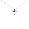 Haus Of Brilliance .925 Sterling Silver 1/10 Cttw Blue Diamond Swirl Ribbon And Cross Pendant Necklace In White
