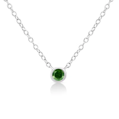 Haus Of Brilliance .925 Sterling Silver 1/10 Cttw Colored Diamond Suspended Bezel-set Solitaire 16"-18" Adjustable Pend In Multi