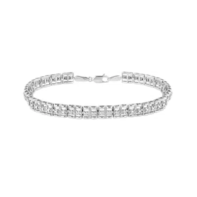 Haus Of Brilliance .925 Sterling Silver 1/10 Cttw Diamond Double-link 7" Rolex Tennis Bracelet In White