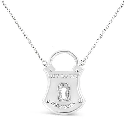 Haus Of Brilliance .925 Sterling Silver 1/10 Cttw Diamond Lock Pendant 18" Necklace In White