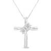 Haus Of Brilliance .925 Sterling Silver 1/10 Cttw Diamond Miracle-set 2 Stone 'together Forever' Curved Cross 18" Penda In White