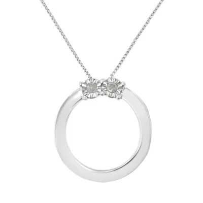 Haus Of Brilliance .925 Sterling Silver 1/10 Cttw Diamond Miracle-set 2 Stone 'together Forever' Open Circle 18" Box Ch In White
