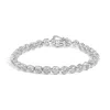 Haus Of Brilliance .925 Sterling Silver 1/10 Cttw Diamond Open Circle Beaded Wheel Link Tennis Bracelet In Metallic