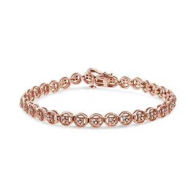 Haus Of Brilliance .925 Sterling Silver 1/10 Cttw Diamond Open Circle Wheel Link 7" Tennis Bracelet In Multi