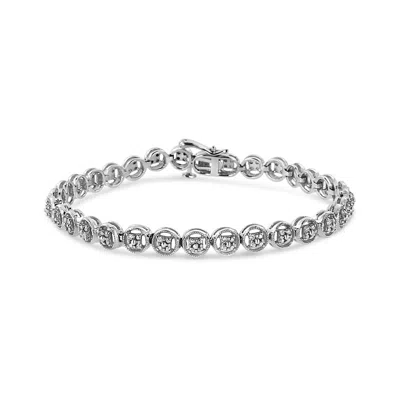 Haus Of Brilliance .925 Sterling Silver 1/10 Cttw Diamond Open Circle Wheel Link 7" Tennis Bracelet In White
