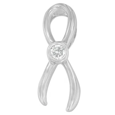 Haus Of Brilliance .925 Sterling Silver 1/10 Cttw Diamond Ribbon Pendant Necklace In White