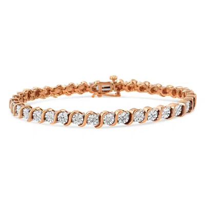 Haus Of Brilliance .925 Sterling Silver 1/10 Cttw Diamond Round Miracle Plate And "s" Link Tennis Bracelet In Multi