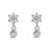 Haus Of Brilliance .925 Sterling Silver 1/10 Cttw Diamond Star Stud With Bezel Drop Dangle Earrings In White