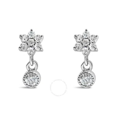 HAUS OF BRILLIANCE HAUS OF BRILLIANCE .925 STERLING SILVER 1/10 CTTW DIAMOND STAR STUD WITH BEZEL DROP DANGLE EARRINGS